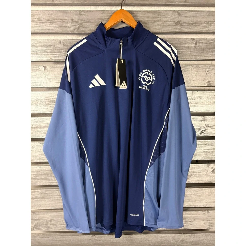 Adidas FIFA Club World Cup 2025 Volunteer 1/4 Zip Pullover Blue Mens 2XL New